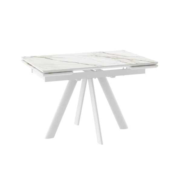 Стол JACK-120, раздвижной 120(30+30)х80, CALAKATTA GOLD ST CER/БЕЛЫЙ